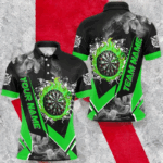 Personalized Dartboard Fire Flame Smoke Custom Dart Shirts For Men, Darts Team Jerseys | Green TDM3009