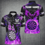 Purple Dart Board Fire Flame Custom Eagle Dart Shirts For Men, Thunder Lightning Dart Team Jerseys TDM2877