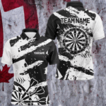Grunge Black White Darts Polo & Quarter- Zip Custom Darts Shirts For Men Darts Team Jerseys TDM2454