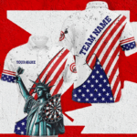 Personalized The Statue Of Liberty Darts Shirts For Men Custom US Flag Patriotic Darts Jerseys TDM2268