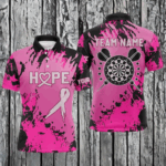Breast Cancer Awareness Pink Grunge Camo Men Darts Polo & Quarter-Zip Shirts Custom Darts Jerseys TDM1699