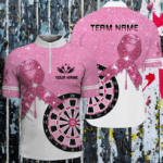 Pink Glitter Ribbon Dartboard Breast Cancer Awareness Darts Shirts For Men Custom Darts Jersey TDM1579