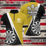 Retro Darts Board Men Darts Quarter-Zip Shirts Custom Darts Team Jersey Uniform |Yellow TDM1467