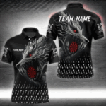 Personalized Viking 3D Wolf Dart Shirts For Men Custom Black Dart Team Jerseys Polo & Quarter Zip TDM3848