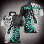 Personalized Grunge White Black Crack Wall Dart Shirts For Men Custom Dart Jerseys |Turquoise TDM3708