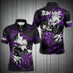 Personalized Wolf Lightning Darts Polo & Quarter Zip Custom Dart Shirts For Men Darts Jersey |Purple TDM3611