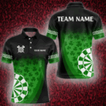 Black And Green Clovers Luckiest Shamrock Dart Shirts For Men Custom St Patrick Day Dart Jerseys TDM3517