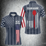 American Flag Navy Darts Polo & Quarter Zip Shirt Custom Patriotic Darts Shirt For Men Dart Jersey TDM3323