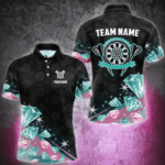 Funny Pink And Turquoise Diamonds Darts Polo & Quarter Zip Custom Dart Shirts For Men Dart Jerseys TDM3319