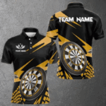 Yellow Black Custom Dart Shirts For Men, Personalized 3D Darts Board Dart Jerseys Polo & 1/4 Zip TDM3140