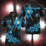 Blue Dart Board Hazy Smoke Custom 3D Dart Shirts For Men, Darts League Team Shirt Dart Jerseys TDM2842