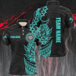 Personalized Turquoise Tribal Darts Polo & Quarter Zip Custom Dart Shirts For Men Dart Jerseys TDM2783