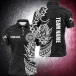 Personalized Black White Tribal Darts Polo & Quarter Zip Custom Dart Shirts For Men Dart Jerseys TDM2782