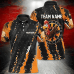 Funny Turkey Custom Orange Black Darts Shirts For Men, Thanksgiving Darts Jerseys, Darts Gifts TDM2758