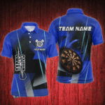 Personalized Darts Polo & Quarter-Zip 3D Printed Shirts For Men Custom Blue Darts Team Jersey TDM2573