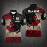 Personalized Retro Canada Flag Darts Men Polo & Quarter-Zip Shirts, Patriotic Dart Jerseys Uniform TDM1884