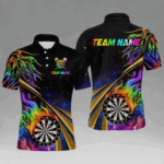 Personalized Colorful Flame Darts Shirt For Men Custom Darts League Team Jerseys Polo & 1/4 Zip TDM4215