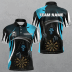 Personalized Blue Grim Reaper Dart Shirt For Men Custom Skull Dart Jerseys Team Polo & 1/4 Zip TDM4210