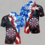 Personalized Watercolor American Flag Dart Shirts For Men Custom Patriotic Darts Team Jerseys TDM4192