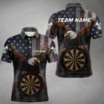 Personalized Grunge American Flag Patriotic Dart Shirts For Men Custom Eagle Darts Team Jersey TDM4191