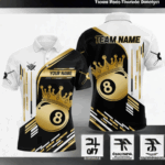 Personalized Golden 8 Ball Pool Crown Billiard Shirt For Men Custom Billiard Team Jerseys Uniform TDM4182