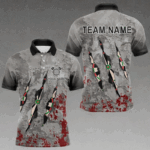 Personalized Red Grey Grunge Dart Shirts For Men Custom Dart Team Jersey TDM4179