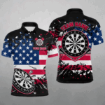 Personalized American Flag Darts Shirt For Men Custom Grunge Paint Splash Patriotic Dart Jersey TDM4171