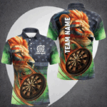 Personalized American Flag Lion Dart Shirts For Men Custom Grunge Patriotic Darts Team Jerseys TDM4170
