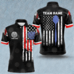 Personalized American Flag Dart Polo & Quarter Zip Shirt For Men Custom Patriotic Dart Jerseys TDM3083