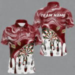 Personalized Marble Swirl Dart Shirt For Men Custom Funny Darts Jersey Team Polo & 1/4 Zip|Purple TDM4162