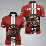 Personalized Red Funny Car Dart Shirts For Men Custom Darts Team Jerseys Polo & Quarter Zip TDM4151