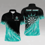 Turquoise Icy Lights Mens Darts Polo & Quarter Zip Custom Dart Shirt For Team Darts Jersey Outfit TDM4150