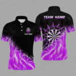 Purple Icy Lights Mens Darts Polo & Quarter Zip Custom Dart Shirts For Team Darts Jerseys Outfit TDM4149
