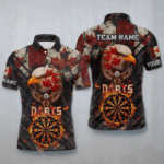 Canada Flag 3D Dartboard Fire Flame Custom Eagle Darts Shirt For Men, Patriotic Darts Team Jersey TDM4148