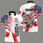Personalized Men's Dart Shirts – Funny Canada & US Flag Mix Custom Patriotic Darts Team Jerseys TDM4139