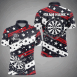 Personalized USA Flag Darts Shirt For Men Custom Patriotic Dart Jerseys Team Polo & 1/4 Zip TDM4134