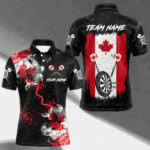 Customized Grunge Canada Flag Smoke Darts Polo & Quarter-Zip Shirt, Patriotic Dart Jersey For Men TDM4129