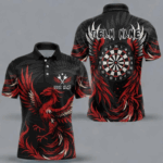 Personalized Phoenix Dartboard Wings Men's Dart Shirts Custom Red And Black Darts Team Jerseys TDM4118
