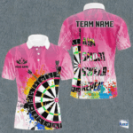 Funny Dartboards Colorful Paint Aim Shoot Swear Repeat Custom Men Darts Shirt, Dart Jerseys |Pink TDM4115