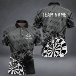 Black And Grey Grunge Darts Shirts For Men Custom Dart Team Jerseys Outfit TDM4109