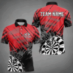 Black And Red Grunge Darts Shirts For Men Custom Dart Team Jerseys Outfit TDM4107