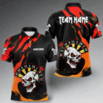 Funny Skull Dart Shirts For Men Custom Dart Team Jersey, Best Darts Outfit TDM4098