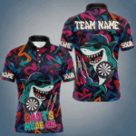 Darts Mode On Funny Shark Graffiti Style Custom Dart Shirts For Men, Dart Jersey Best Darts Outfit TDM4093