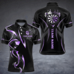 Black And Purple Dartboard Crown Dart Shirts For Men Custom Dart Jersey Team Polo & Quarter Zip TDM4092