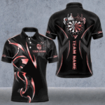 Black And Red Dartboard Crown Dart Shirts For Men Custom Dart Jersey Team Polo & Quarter Zip TDM4091