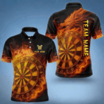 Personalized 3D Orange Dartboard Dragon Flame Dart Shirts For Men Custom Darts Team Jerseys TDM4069