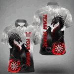 Red Custom Lightning Dragon Dart Shirts For Men – Strike Darts Team Jerseys Polo & Quarter Zip TDM4059