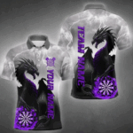 Purple Custom Lightning Dragon Dart Shirts For Men – Strike Darts Team Jerseys Polo & Quarter Zip TDM4058