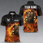 Personalized Fire Pitbull Dart Shirts For Men – Custom Flaming Darts Team Polo & 1/4 Zip Jerseys TDM4056