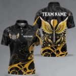 Personalized Yellow Black Darts Arrow Wings Dart Shirts For Men Custom Dart Jerseys Team Outfit TDM4042